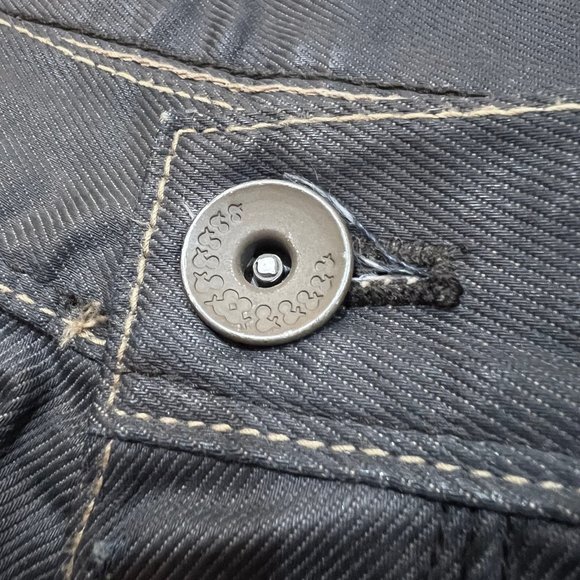 H&M Barcelona Folded Bottom Black Waxed Denim Shorts - Slim Fit - Picture 4 of 9